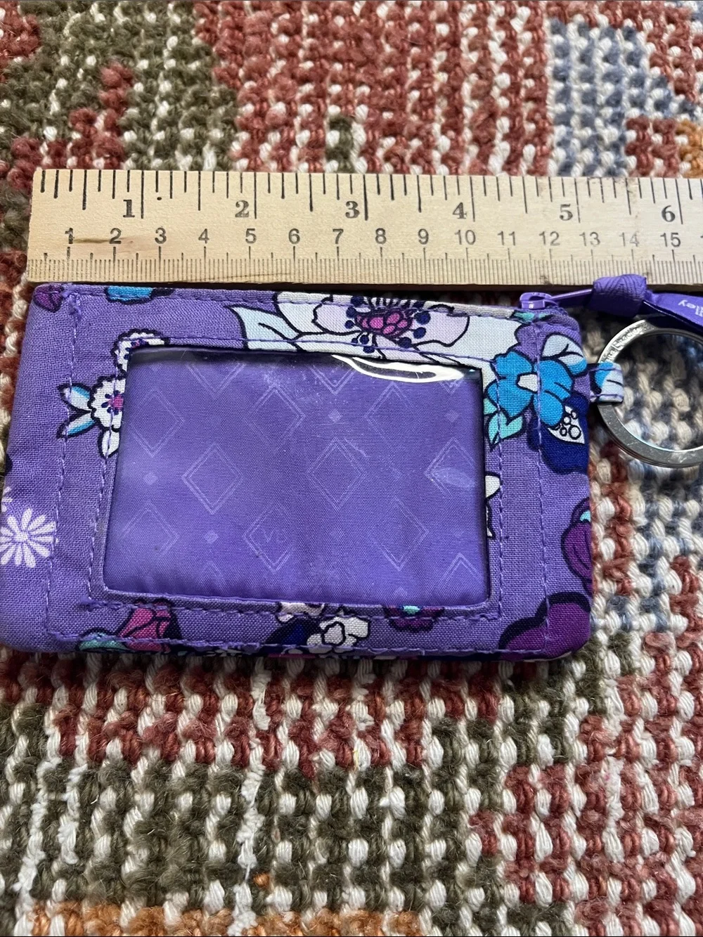 Vera Bradley Zip ID Case Enchanted Garden Card Holder Coin Purse Like New - Picture 2 of 6